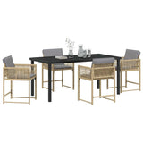 Garden Dining Set 5 pcs Beige Poly Rattan - Side View
