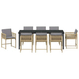 Garden Dining Set 9 pcs Beige Poly Rattan - Close-Up Angle