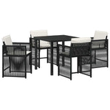 Garden Dining Set 5 pcs Black Poly Rattan - Front View
