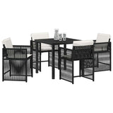 Garden Dining Set 5 pcs Black Poly Rattan - Side View