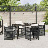 Garden Dining Set 5 pcs Black Poly Rattan - Top-Down View