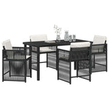 Garden Dining Set 5 pcs Black Poly Rattan - Side View