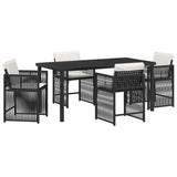 Garden Dining Set 5 pcs Black Poly Rattan - Front View
