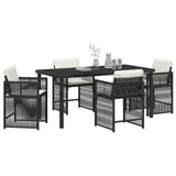 Garden Dining Set 5 pcs Black Poly Rattan - Side View