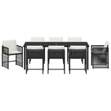 Garden Dining Set 9 pcs Black Poly Rattan - Close-Up Angle