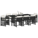 Garden Dining Set 9 pcs Black Poly Rattan - Side View