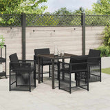 Garden Dining Set 5 pcs Black Poly Rattan - Top-Down View