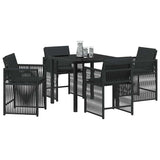 Garden Dining Set 5 pcs Black Poly Rattan - Side View