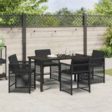 Garden Dining Set 5 pcs Black Poly Rattan - Top-Down View