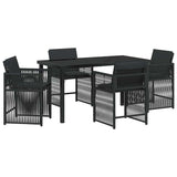 Garden Dining Set 5 pcs Black Poly Rattan - Front View