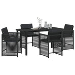 Garden Dining Set 5 pcs Black Poly Rattan