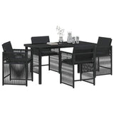 Garden Dining Set 5 pcs Black Poly Rattan - Side View