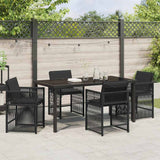 Garden Dining Set 5 pcs Black Poly Rattan - Top-Down View