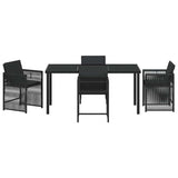 Garden Dining Set 5 pcs Black Poly Rattan - Close-Up Angle