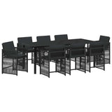 Garden Dining Set 9 pcs Black Poly Rattan - Front View
