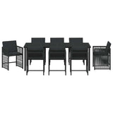 Garden Dining Set 9 pcs Black Poly Rattan - Close-Up Angle