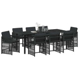 Garden Dining Set 9 pcs Black Poly Rattan - Side View