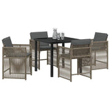 Garden Dining Set 5 pcs Grey Poly Rattan - Side View