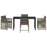 Garden Dining Set 5 pcs Grey Poly Rattan - Close-Up Angle