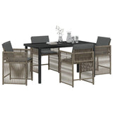 Garden Dining Set 5 pcs Grey Poly Rattan - Side View