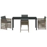 Garden Dining Set 5 pcs Grey Poly Rattan - Close-Up Angle