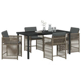 Garden Dining Set 5 pcs Grey Poly Rattan - Side View
