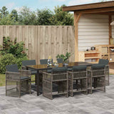 Garden Dining Set 9 pcs Grey Poly Rattan - Top-Down View