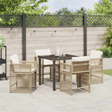 Garden Dining Set 5 pcs Beige Poly Rattan - Top-Down View