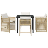 Garden Dining Set 5 pcs Beige Poly Rattan - Close-Up Angle