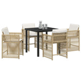 Garden Dining Set 5 pcs Beige Poly Rattan - Side View