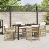 Garden Dining Set 5 pcs Beige Poly Rattan - Top-Down View