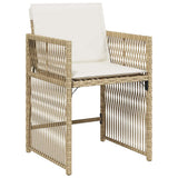 Garden Dining Set 5 pcs Beige Poly Rattan - Rear View