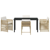 Garden Dining Set 5 pcs Beige Poly Rattan - Close-Up Angle