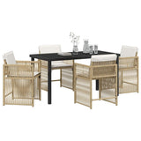 Garden Dining Set 5 pcs Beige Poly Rattan - Side View
