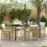 Garden Dining Set 5 pcs Beige Poly Rattan