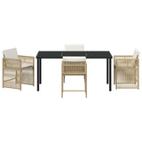 Garden Dining Set 5 pcs Beige Poly Rattan - Close-Up Angle