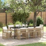 Garden Dining Set 9 pcs Beige Poly Rattan