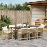 Garden Dining Set 9 pcs Beige Poly Rattan - Top-Down View