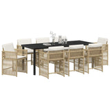 Garden Dining Set 9 pcs Beige Poly Rattan - Side View