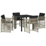 Garden Dining Set 5 pcs Light Grey Poly Rattan - Front View