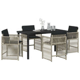 Garden Dining Set 5 pcs Light Grey Poly Rattan - Side View