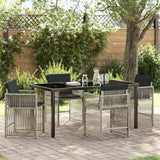 Garden Dining Set 5 pcs Light Grey Poly Rattan