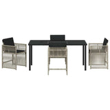 Garden Dining Set 5 pcs Light Grey Poly Rattan - Close-Up Angle