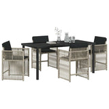 Garden Dining Set 5 pcs Light Grey Poly Rattan - Side View