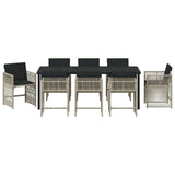 Garden Dining Set 9 pcs Light Grey Poly Rattan - Close-Up Angle