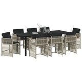 Garden Dining Set 9 pcs Light Grey Poly Rattan - Side View