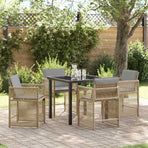 Garden Dining Set 5 pcs Beige Poly Rattan