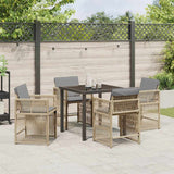 Garden Dining Set 5 pcs Beige Poly Rattan - Top-Down View