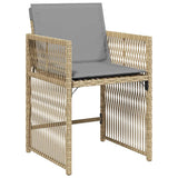 Garden Dining Set 5 pcs Beige Poly Rattan - Rear View