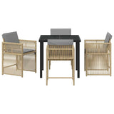 Garden Dining Set 5 pcs Beige Poly Rattan - Close-Up Angle